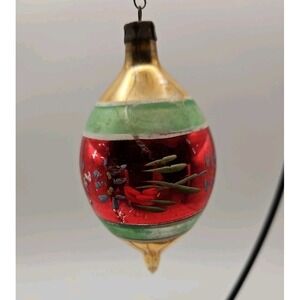 Vintage Teardrop Shaped Christmas Ornament / Handpainted (447)